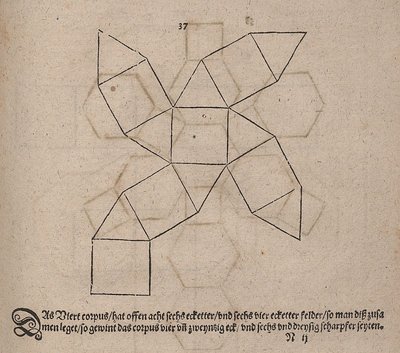 Netontwerp van een kuboctaëder door Albrecht Dürer